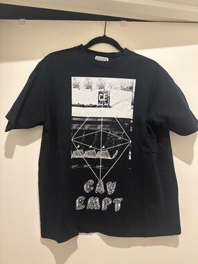 Cav Empt Black Short Sleeve Tee with White Geometric Print